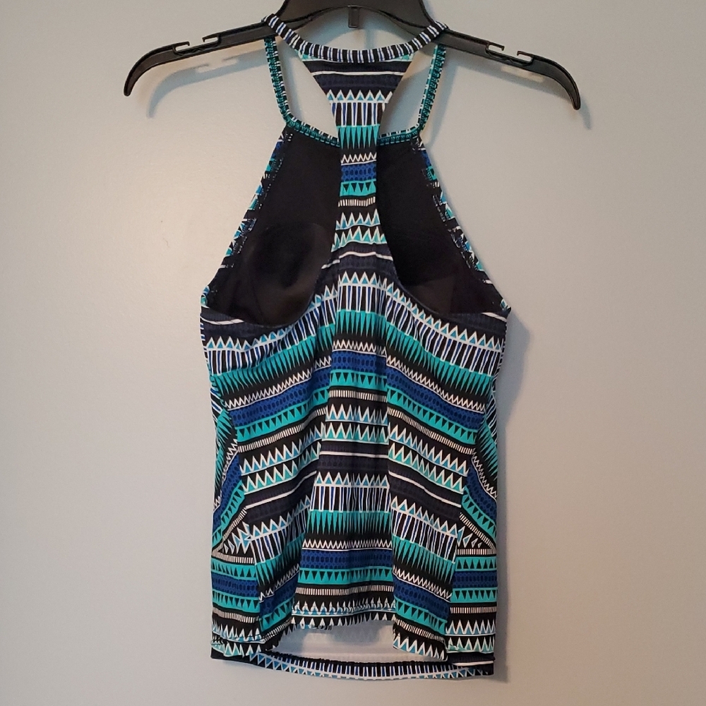 Blue Patterned Racerback Swim Top - Picture 2 of 4